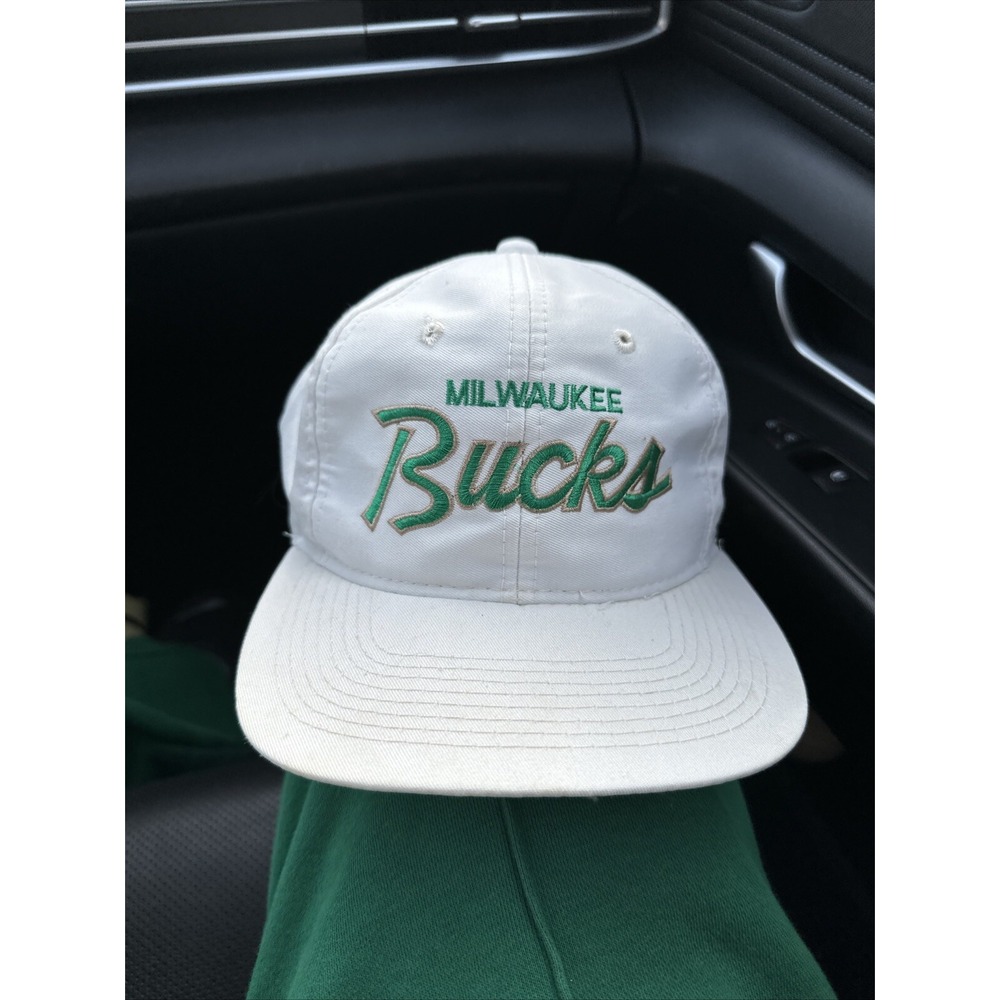Vintage Milwaukee Bucks Sports Specialties NBA Basketball White Hat‎ Script RARE